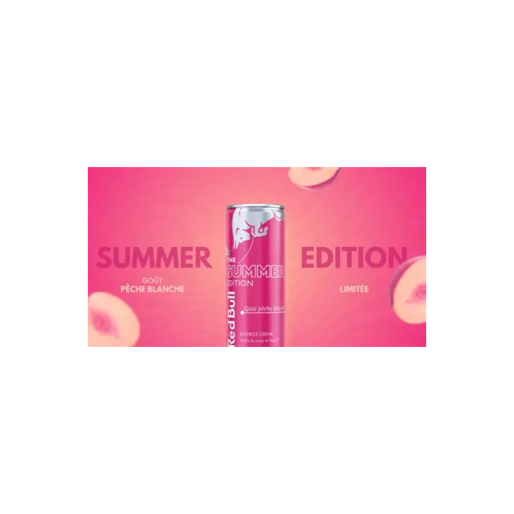 Boisson énergisante de la marque RED BULL 25ML au gout exquis de la pêche blanche !